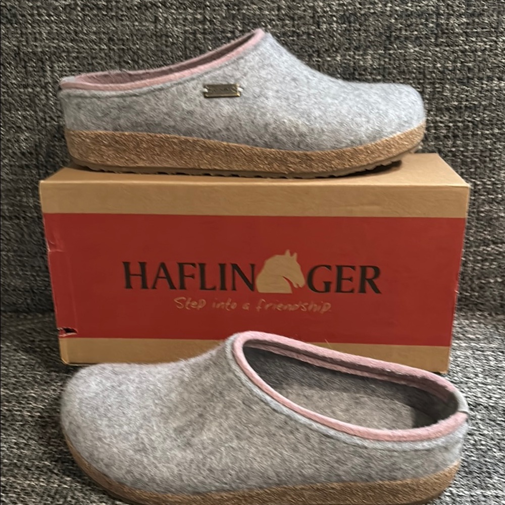 NEW! NEVER WORN Haflinger Grizzly Kris Gray Wool Clogs